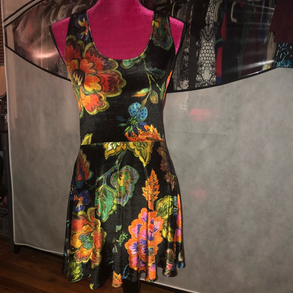 Velvet Flower Printed Dress